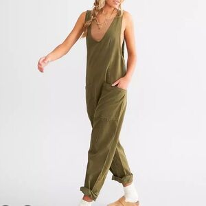 Free People High Roller Jumpsuit, Green, Size XS